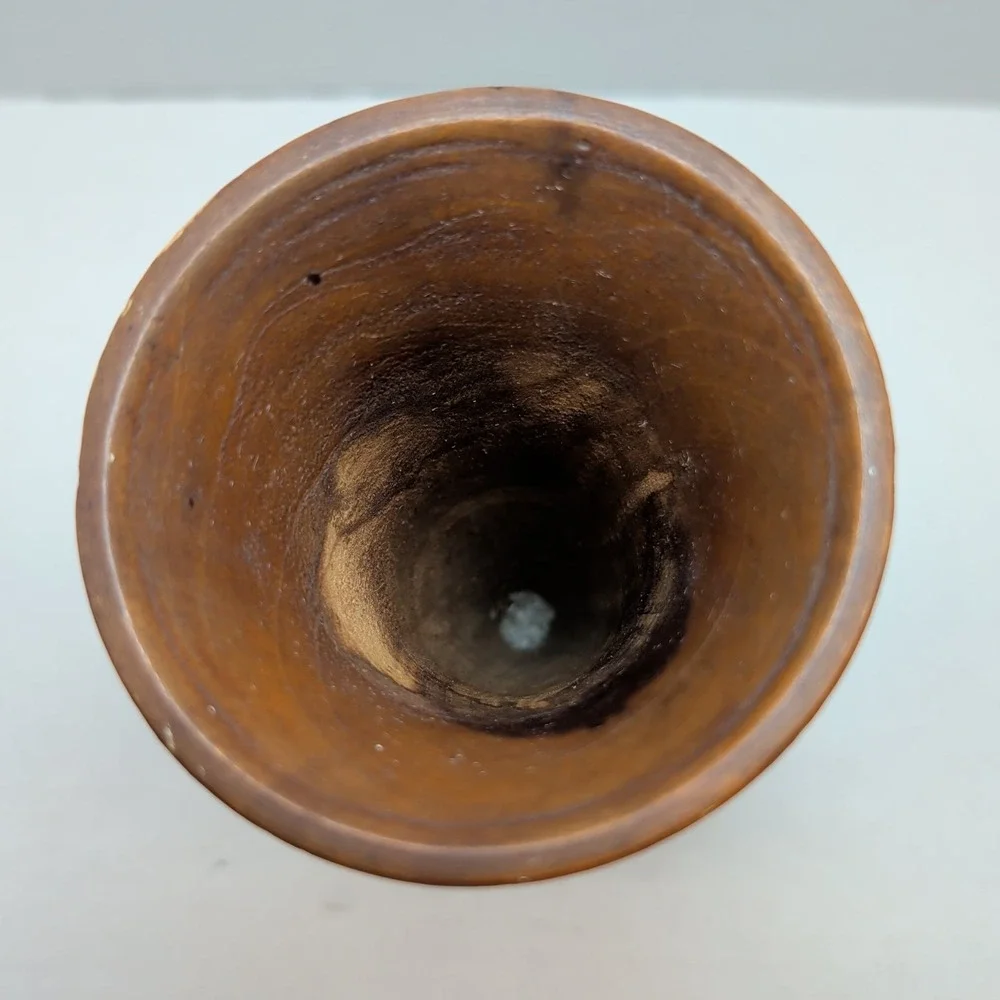 Carved‎ Wood Vase Folk Art Floral Designs 9